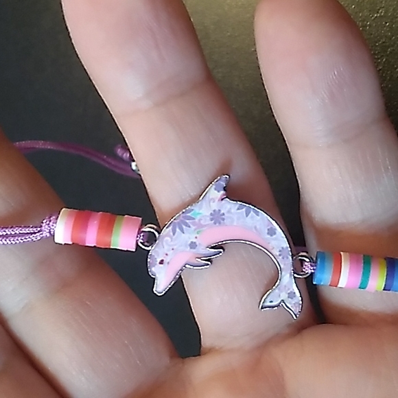 BBTO Gorgeous Dolphin Bracelet w Purple Cording up to 10 inches - Picture 4 of 6